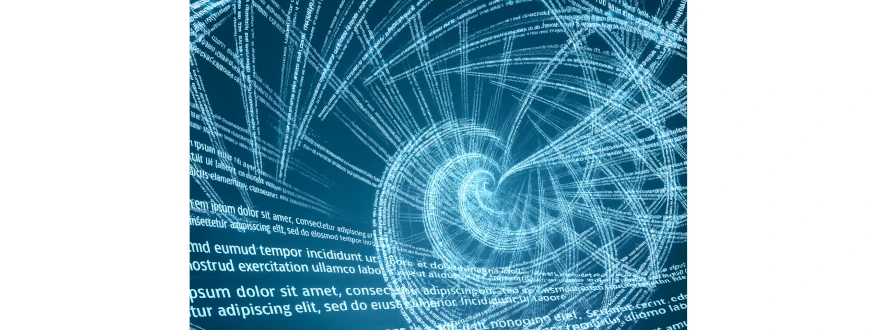Golden ratio Fibonacci spiral formed from glowing text, representing AI context windows and intelligent orchestration.